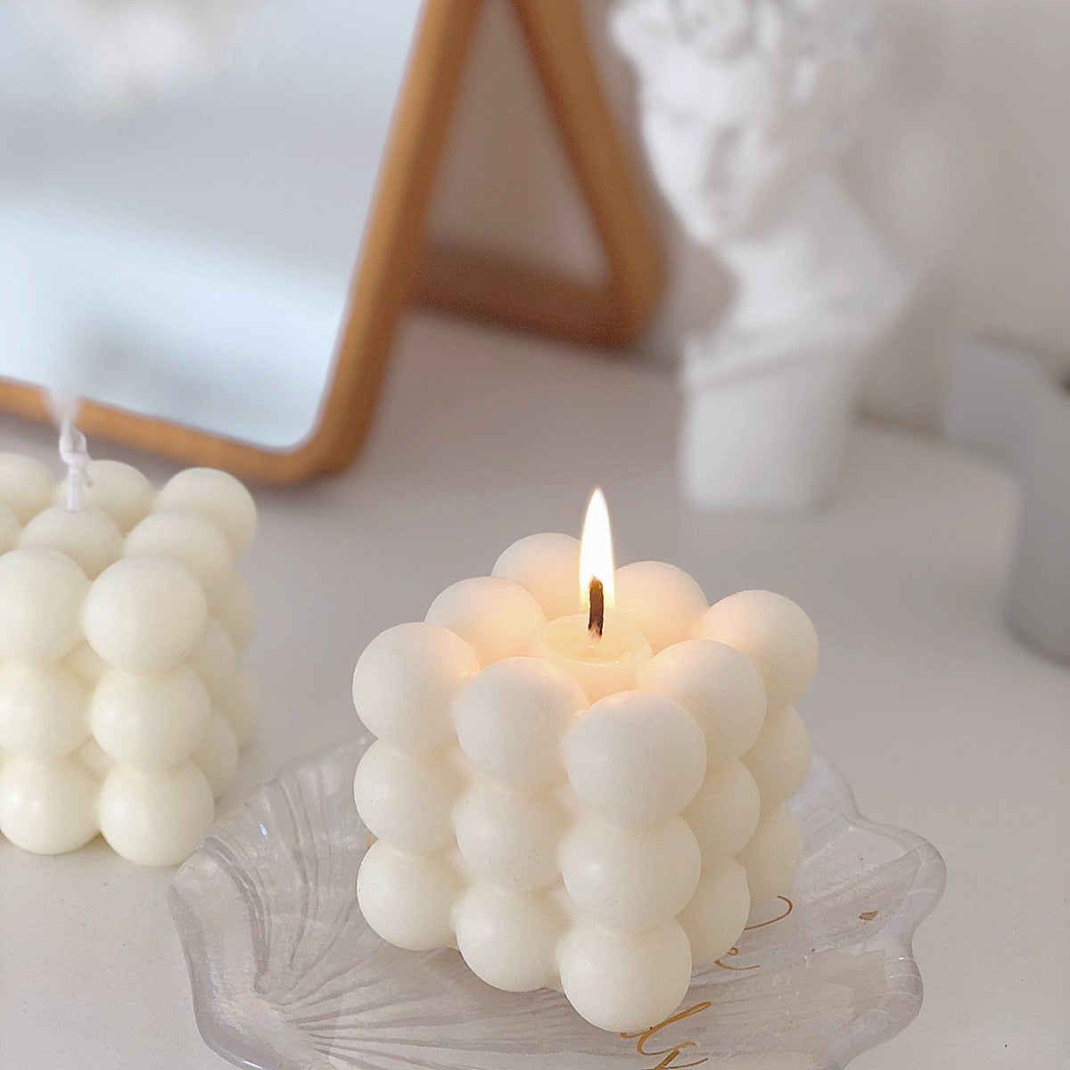 Cube Soy Wax Candle - Natural White Decorative Candle