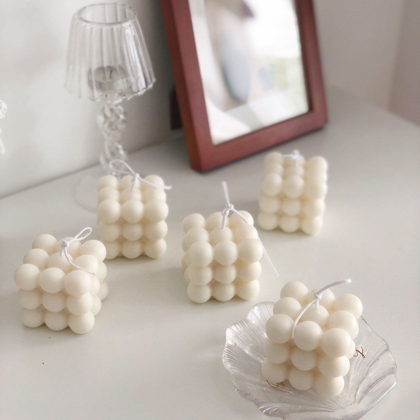 Cube Soy Wax Candle - Natural White Decorative Candle