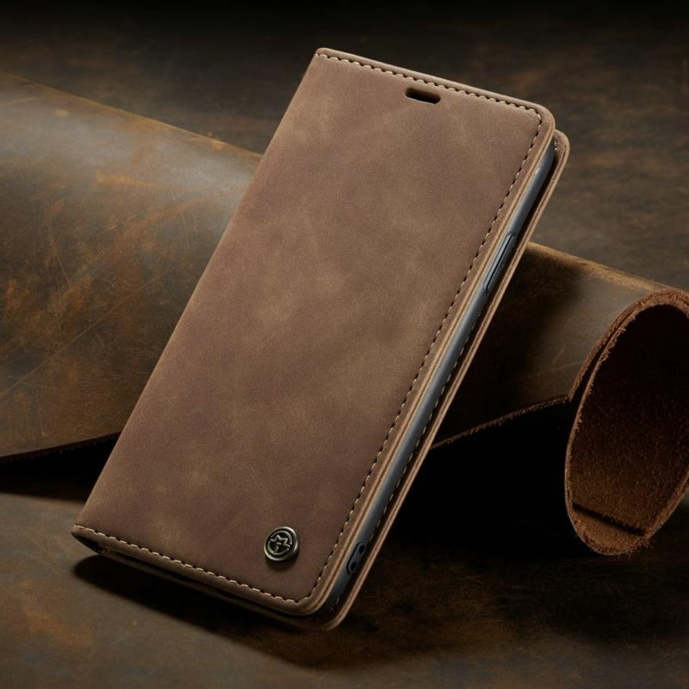 Vegan Leather Magnetic Flip Wallet Case for iPhone 15 Series