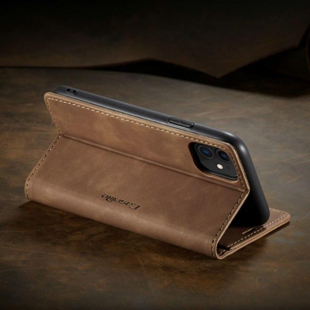 Vegan Leather Magnetic Flip Wallet Case for iPhone 15 Series