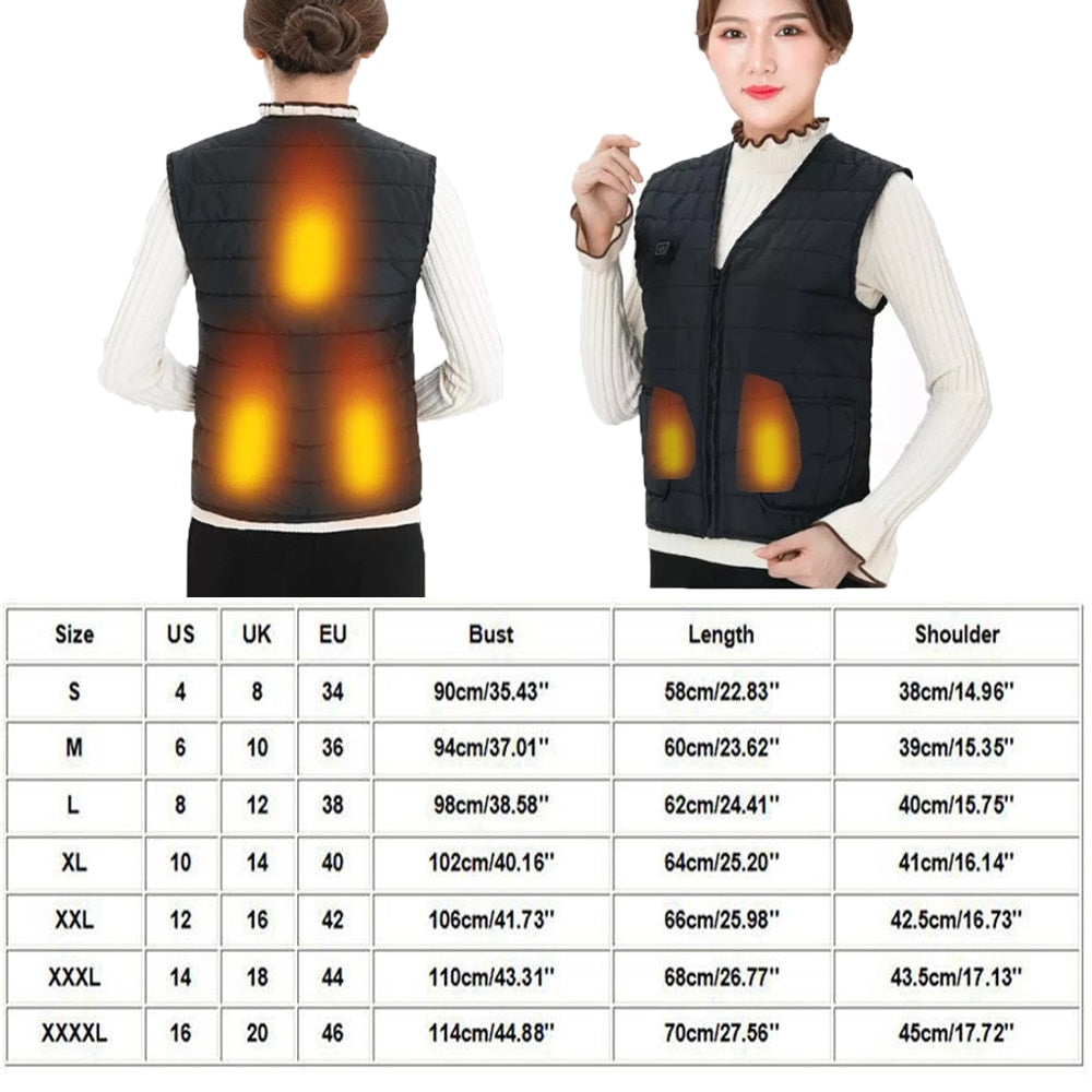 Electric Heated Cotton Vest with 5 Heating Zones and Adjustable Temperature Settings