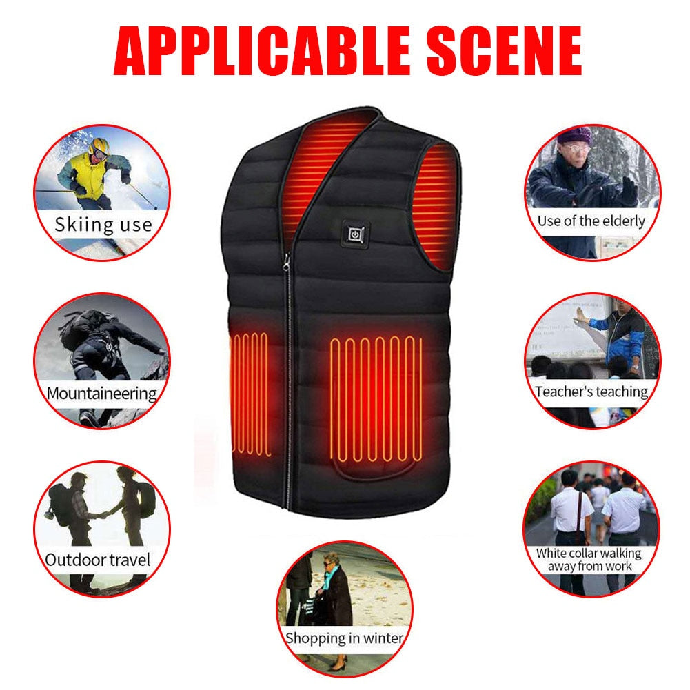 Electric Heated Cotton Vest with 5 Heating Zones and Adjustable Temperature Settings