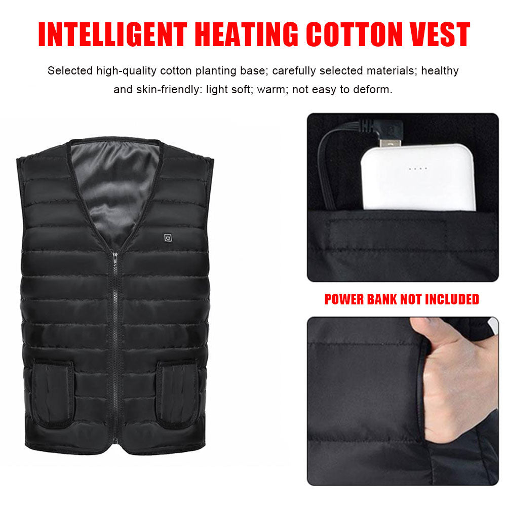 Electric Heated Cotton Vest with 5 Heating Zones and Adjustable Temperature Settings