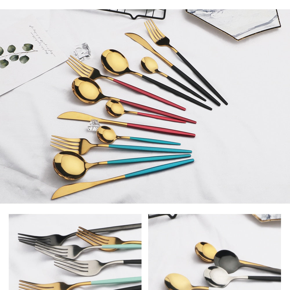 24-Piece Stainless Steel Cutlery Set with Glossy Finish