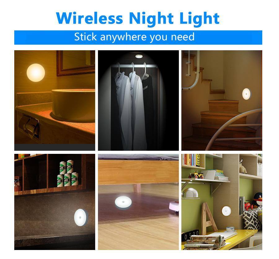 Rechargeable Motion Sensor LED Night Light with Magnetic Base