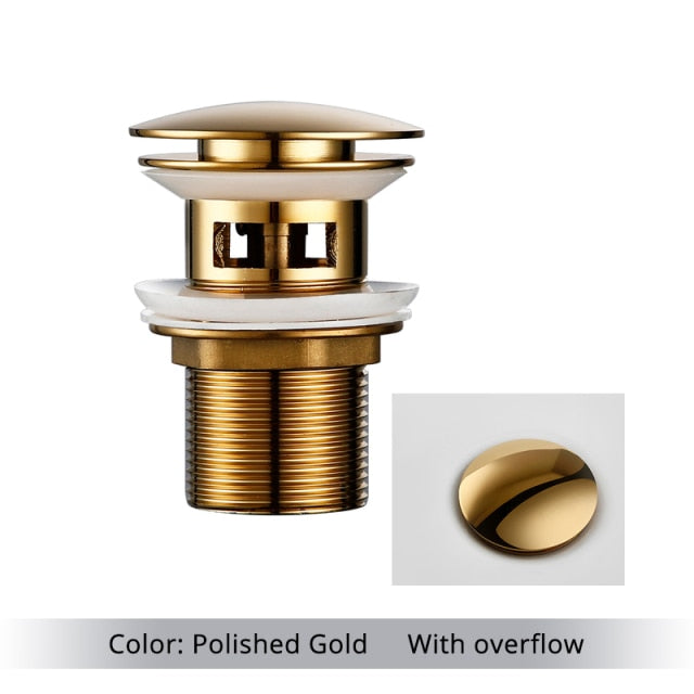 Polished Brass Pop-Up Bathroom Sink Drain