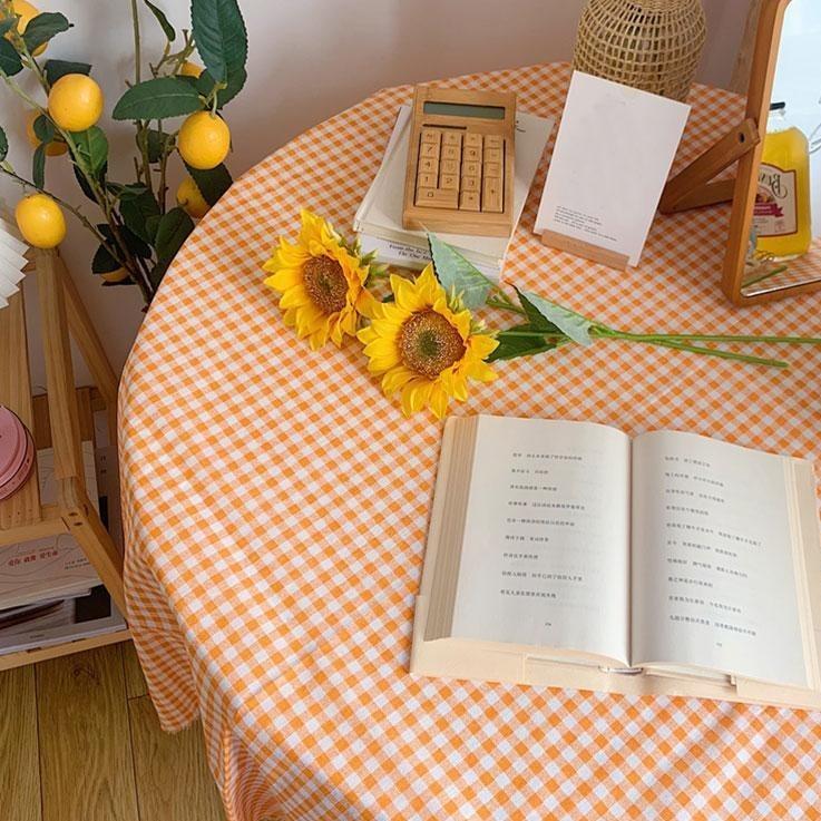 Clementine Gingham Picnic Blanket - Cotton Hemp Outdoor Blanket
