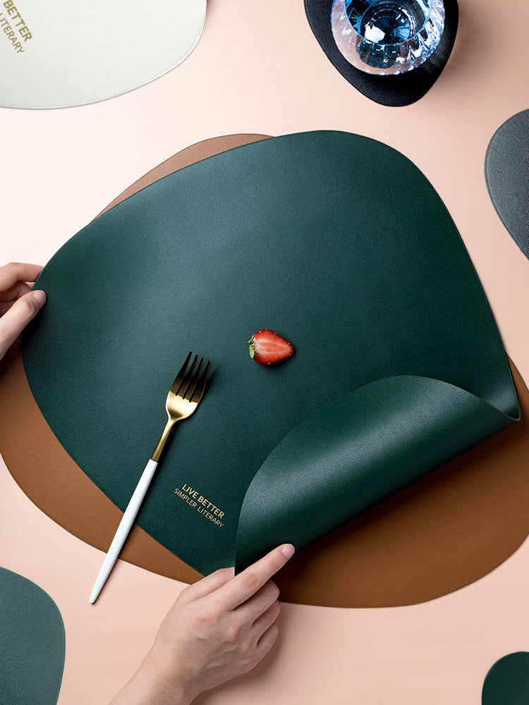 Triangle Faux Leather Placemat Set in 4 Colors