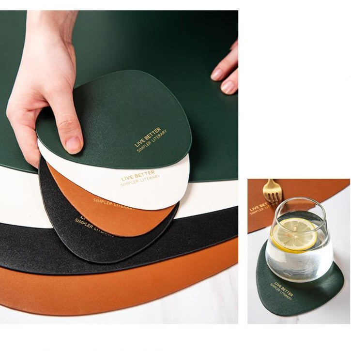 Triangle Faux Leather Placemat Set in 4 Colors