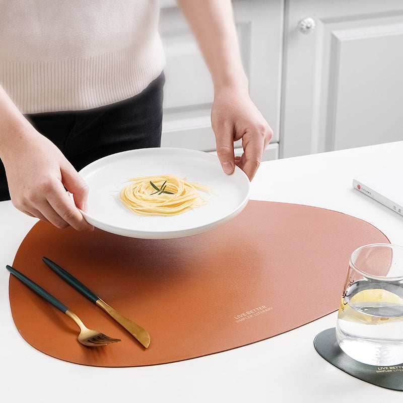 Triangle Faux Leather Placemat Set in 4 Colors