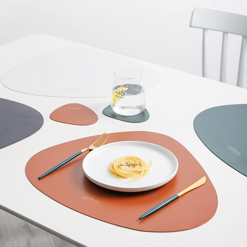 Triangle Faux Leather Placemat Set in 4 Colors