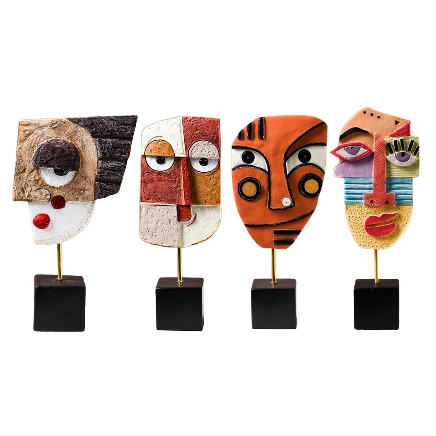Abstract Pop Art Face Sculpture in Modern Resin