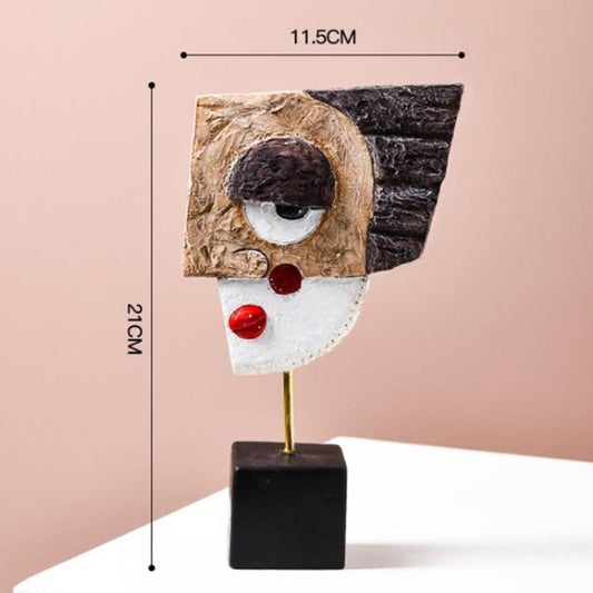 Abstract Pop Art Face Sculpture in Modern Resin