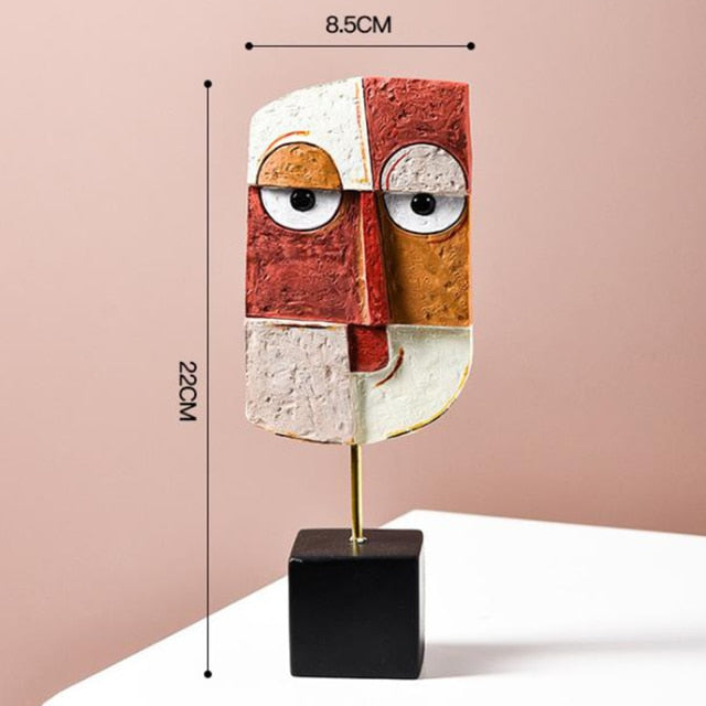 Abstract Pop Art Face Sculpture in Modern Resin