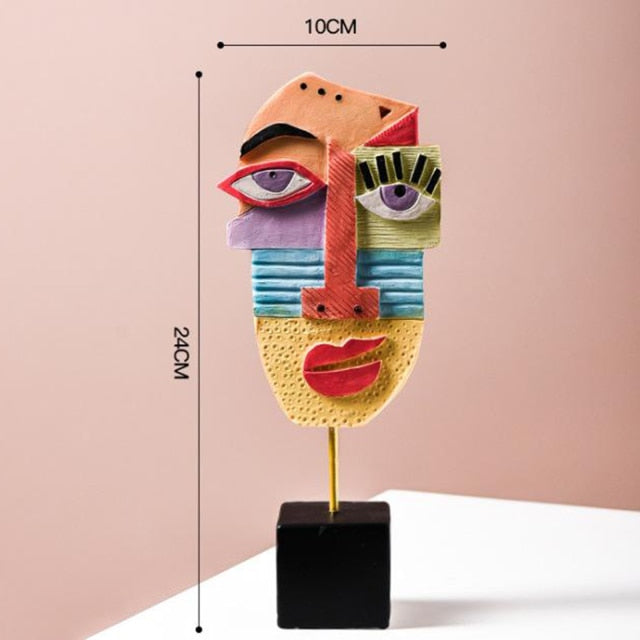 Abstract Pop Art Face Sculpture in Resin