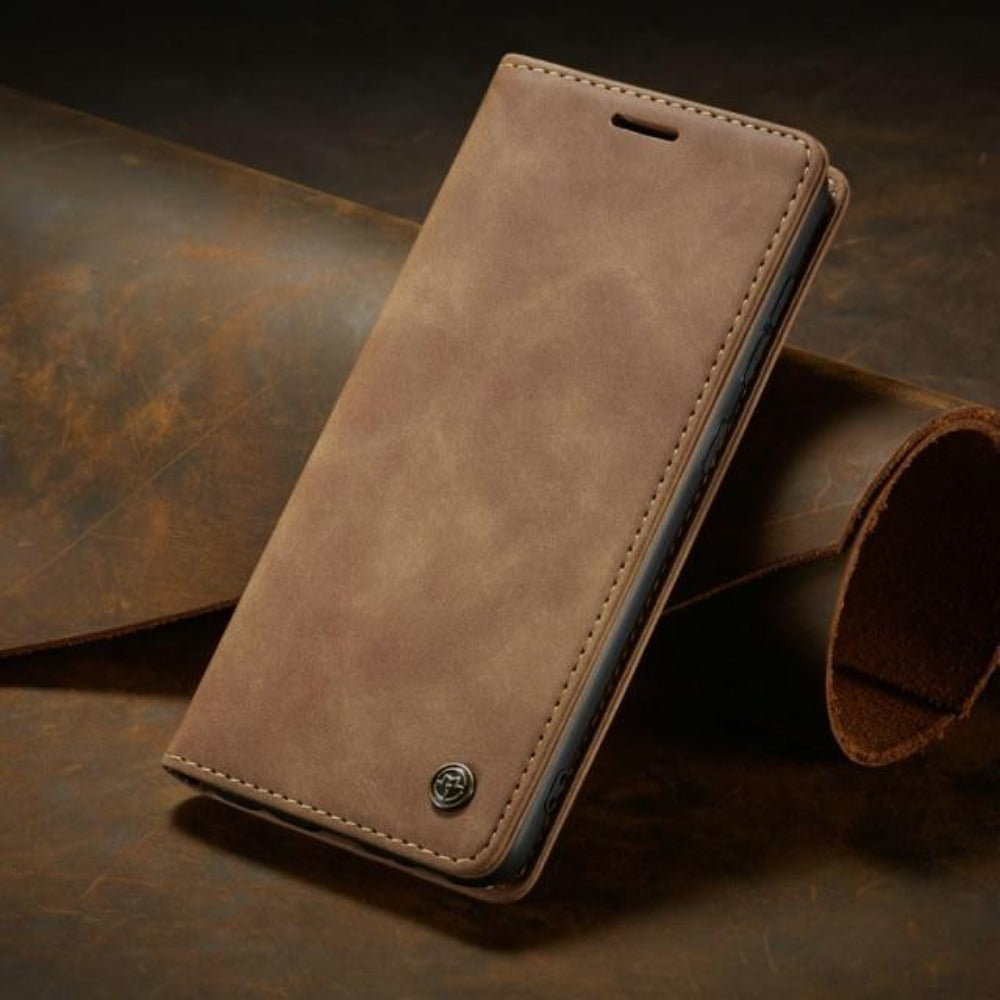 Vegan Leather Magnetic Flip Wallet Case for iPhone 15 Series