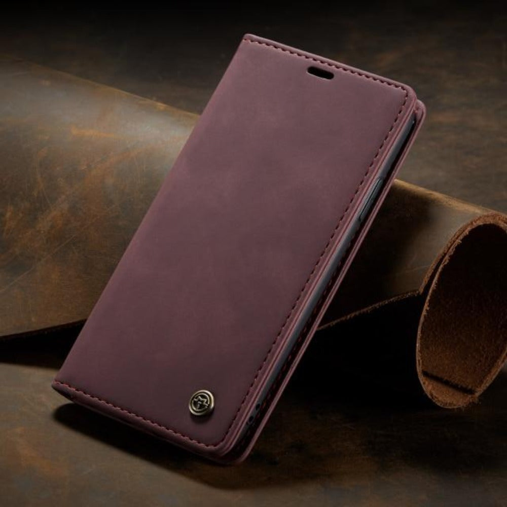 Vegan Leather Magnetic Flip Wallet Case for iPhone 15 Series