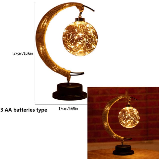 Half Moon LED Glass Globe Lamp with Jute Base