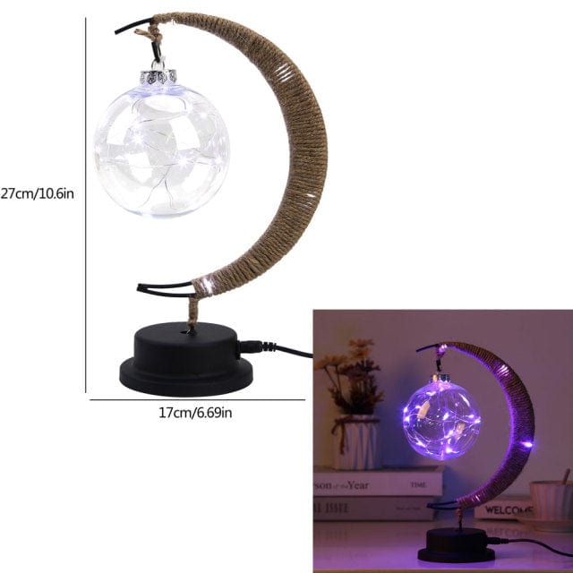 Half Moon LED Glass Globe Lamp with Jute Base