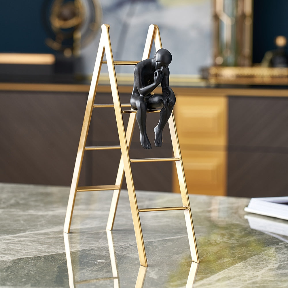 Modern Black and Gold Thinker Decorative Figurine