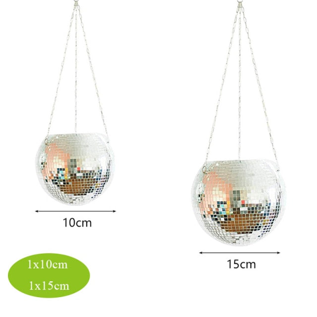 Disco Ball Hanging Planter with Reflective Tiles