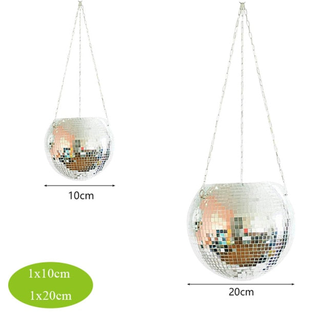 Disco Ball Hanging Planter with Reflective Tiles