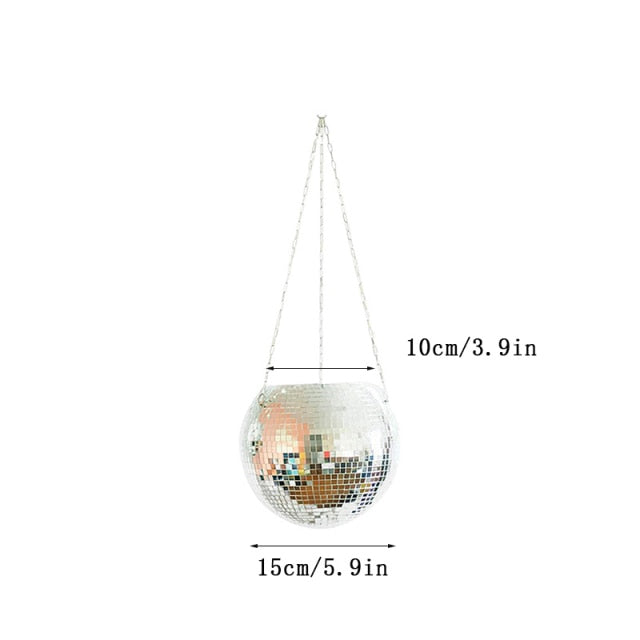 Disco Ball Hanging Planter with Reflective Tiles
