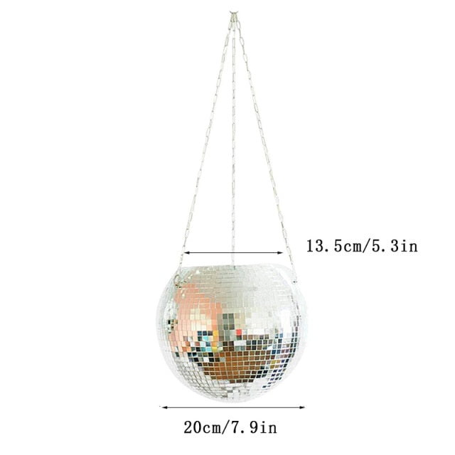 Disco Ball Hanging Planter with Reflective Tiles