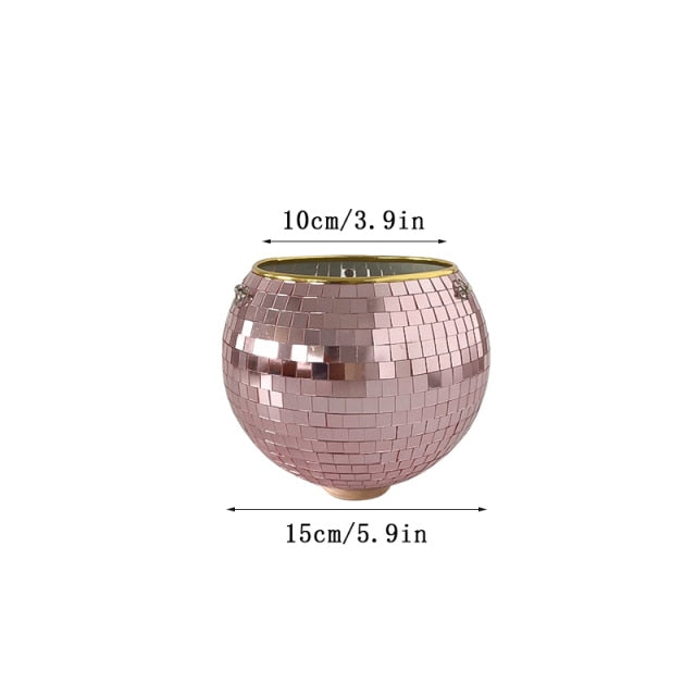 Disco Ball Hanging Planter with Reflective Tiles