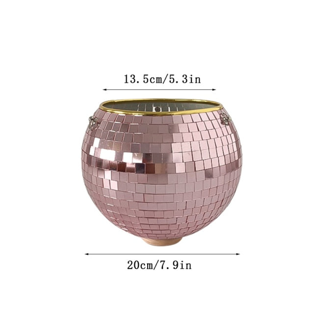 Disco Ball Hanging Planter with Reflective Tiles