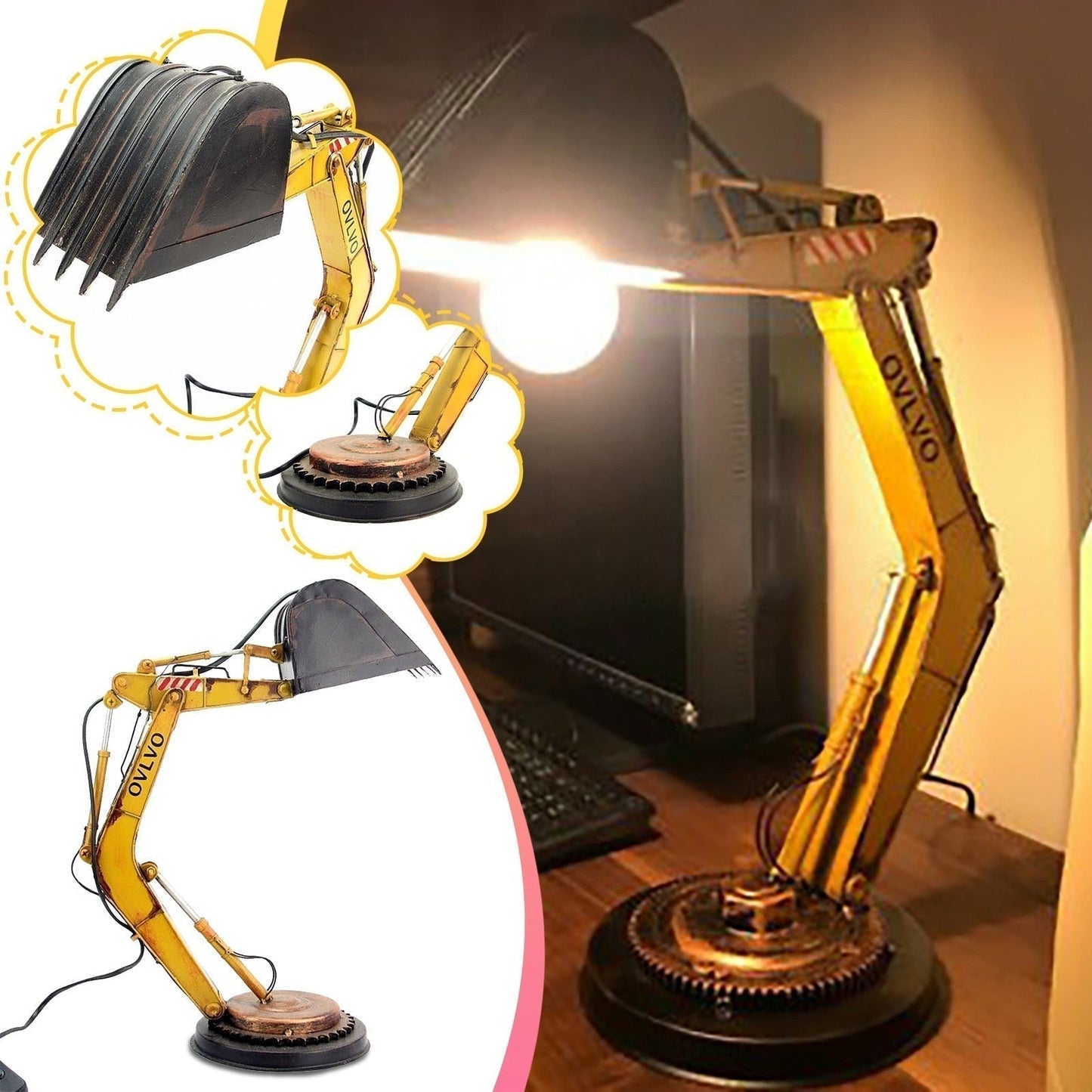 Excavator Table Lamp - Industrial LED Nightlight