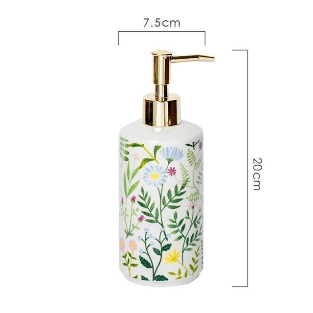 Ceramic Floral Soap Dispenser for Liquid Soap