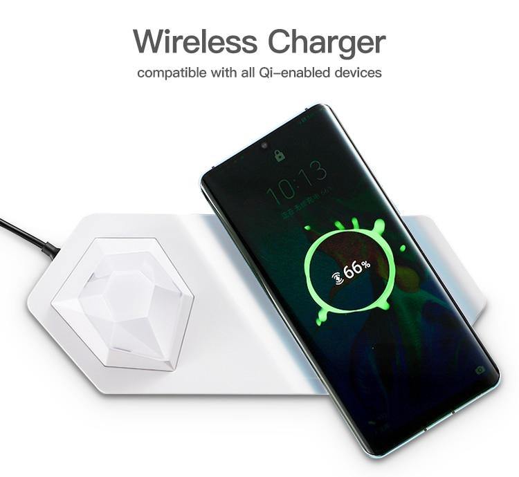 2-in-1 Wireless Charging LED Night Light with RGB Colors