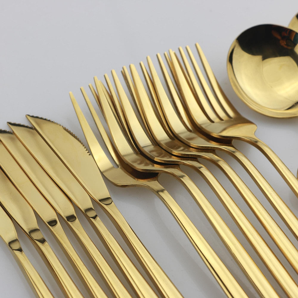 24-Piece Stainless Steel Cutlery Set with Glossy Finish