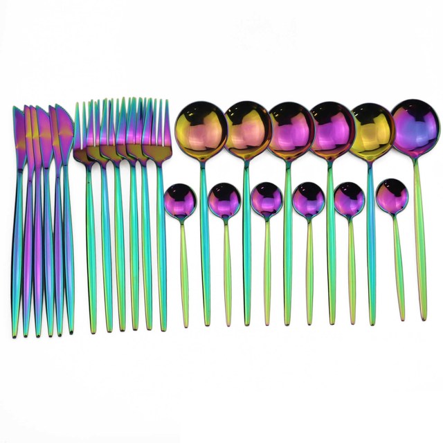 24-Piece Stainless Steel Cutlery Set with Glossy Finish