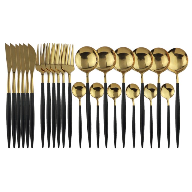 24-Piece Stainless Steel Cutlery Set with Glossy Finish