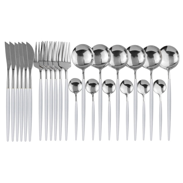 24-Piece Stainless Steel Cutlery Set with Glossy Finish