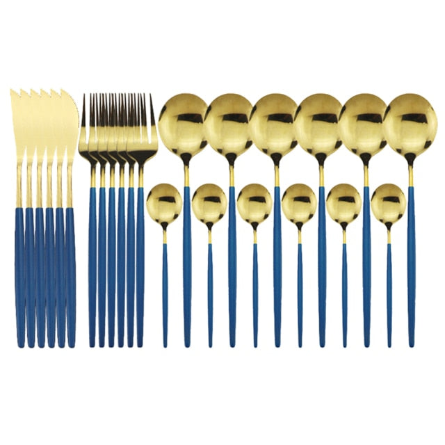 24-Piece Stainless Steel Cutlery Set with Glossy Finish