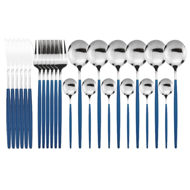 24-Piece Stainless Steel Cutlery Set with Glossy Finish