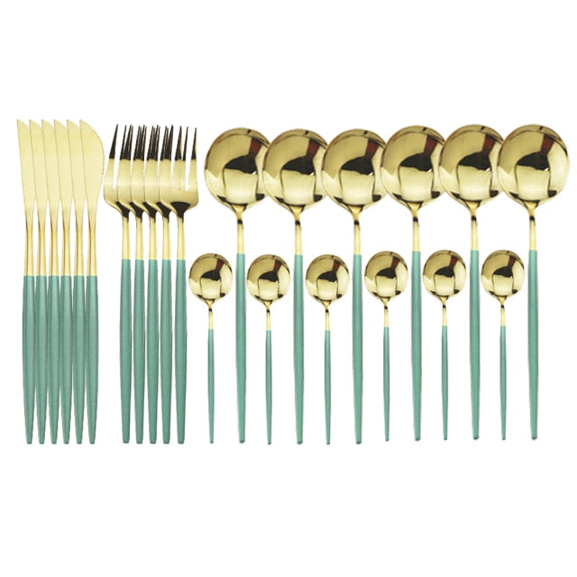 24-Piece Stainless Steel Cutlery Set with Glossy Finish