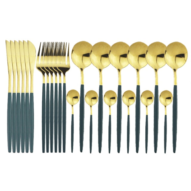 24-Piece Stainless Steel Cutlery Set with Glossy Finish