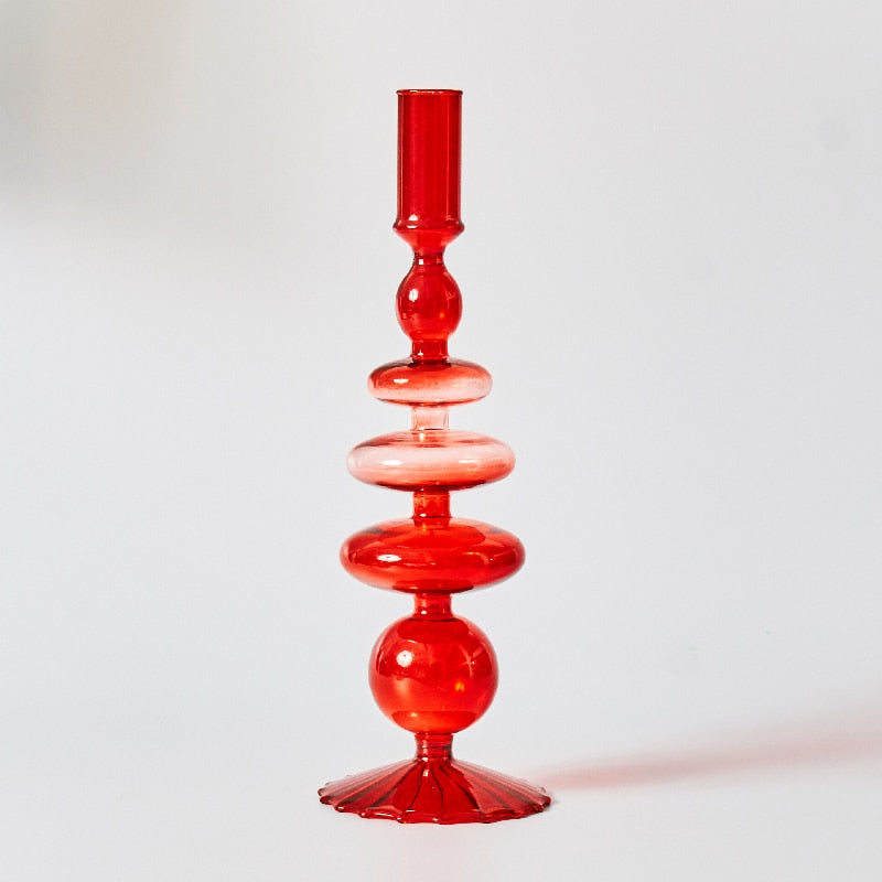 Cherry Red Borosilicate Glass Tealight Holder and Vase