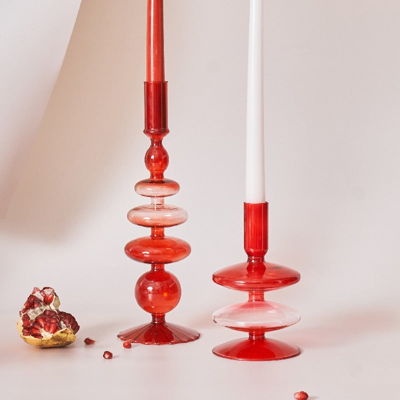 Cherry Red Borosilicate Glass Tealight Holder and Vase