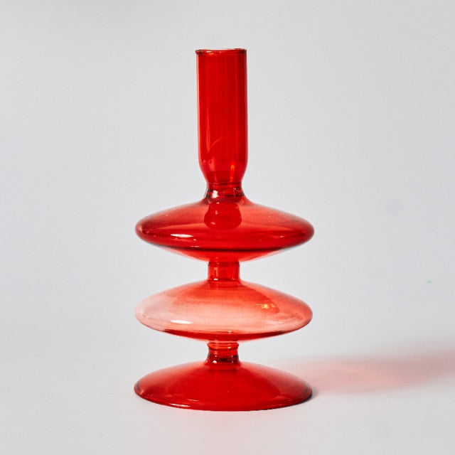 Cherry Red Borosilicate Glass Tealight Holder and Vase
