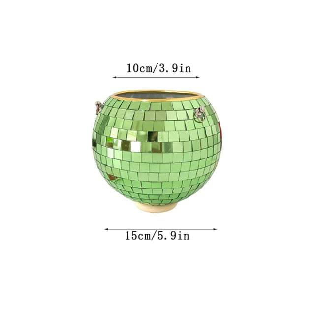 Disco Ball Hanging Planter with Reflective Tiles