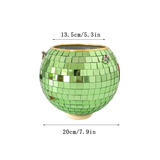 Disco Ball Hanging Planter with Reflective Tiles