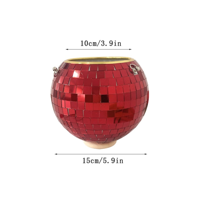 Disco Ball Hanging Planter with Reflective Tiles