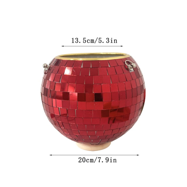 Disco Ball Hanging Planter with Reflective Tiles
