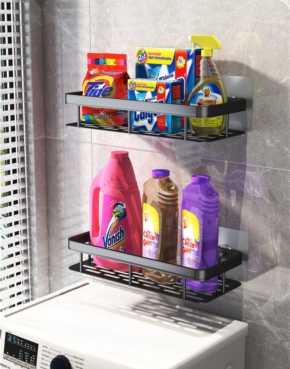 Metal Suction Cup Bathroom Shelves for Easy Storage