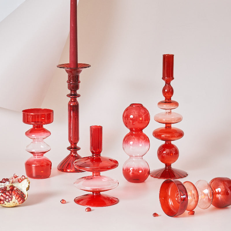 Cherry Red Borosilicate Glass Tealight Holder and Vase
